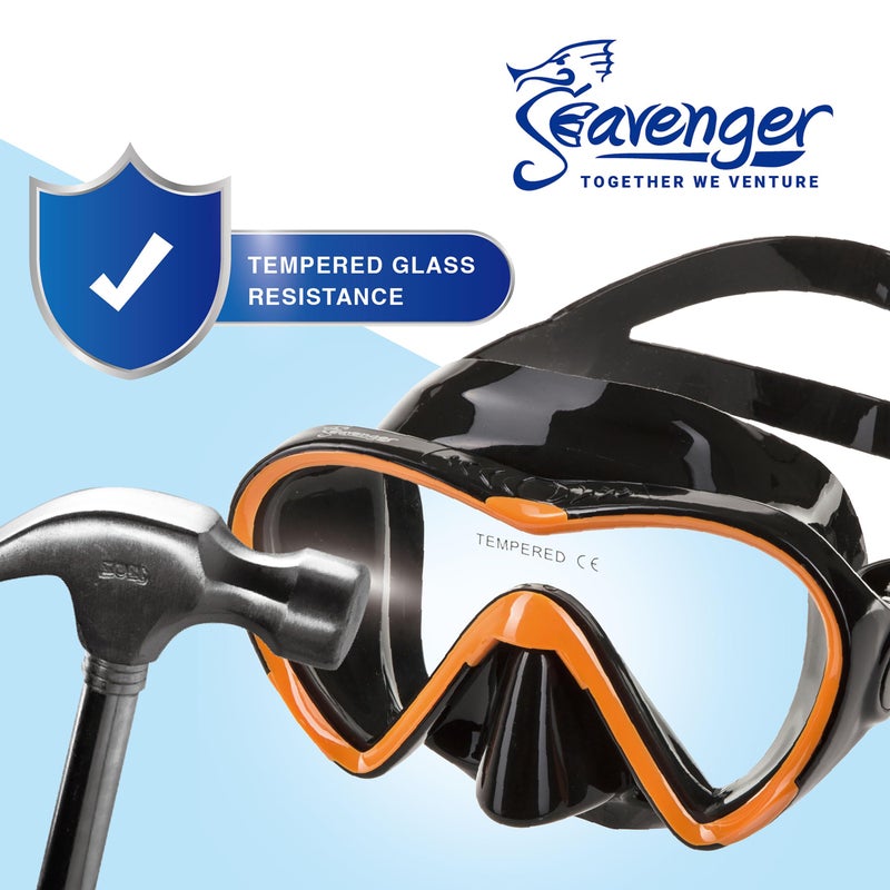 Seavenger Diving Dry Top Snorkel Set with Trek Fin, Single Lens Mask and Gear Bag, L/XL - Size 9 to 13, Gray/Black - Image 2